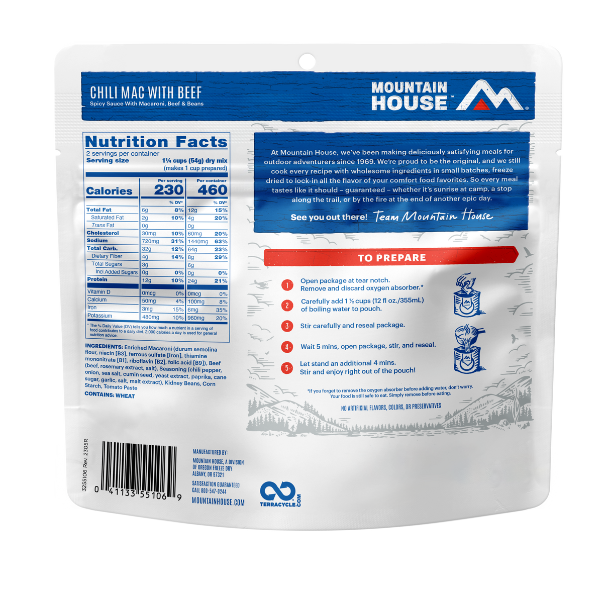 Chili Mac with Beef freeze dried food - Mountain House